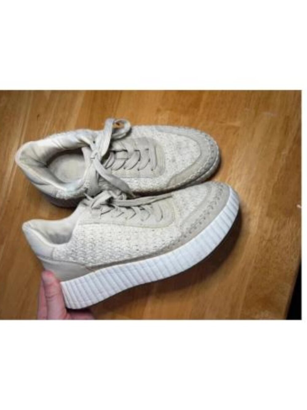 DV by Dolce Vita Cream Woven Knit Platform Lace-Up Sneakers Women's Size 7.5